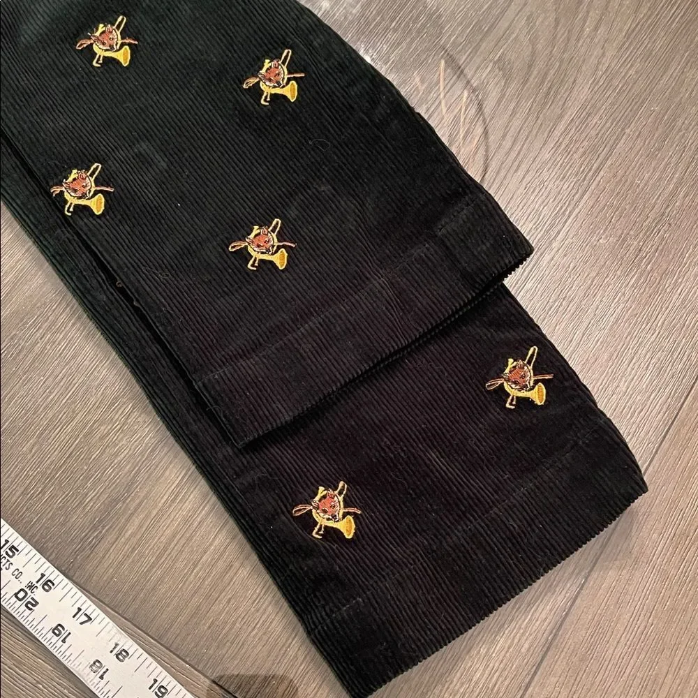 POLO Ralph Lauren Dark Hunter Green Corduroy Pants Fox & Horns 30” x 32” approx